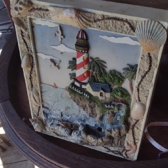 Lighthouse Coastal Wall Art with Shells - Picture 1 of 4